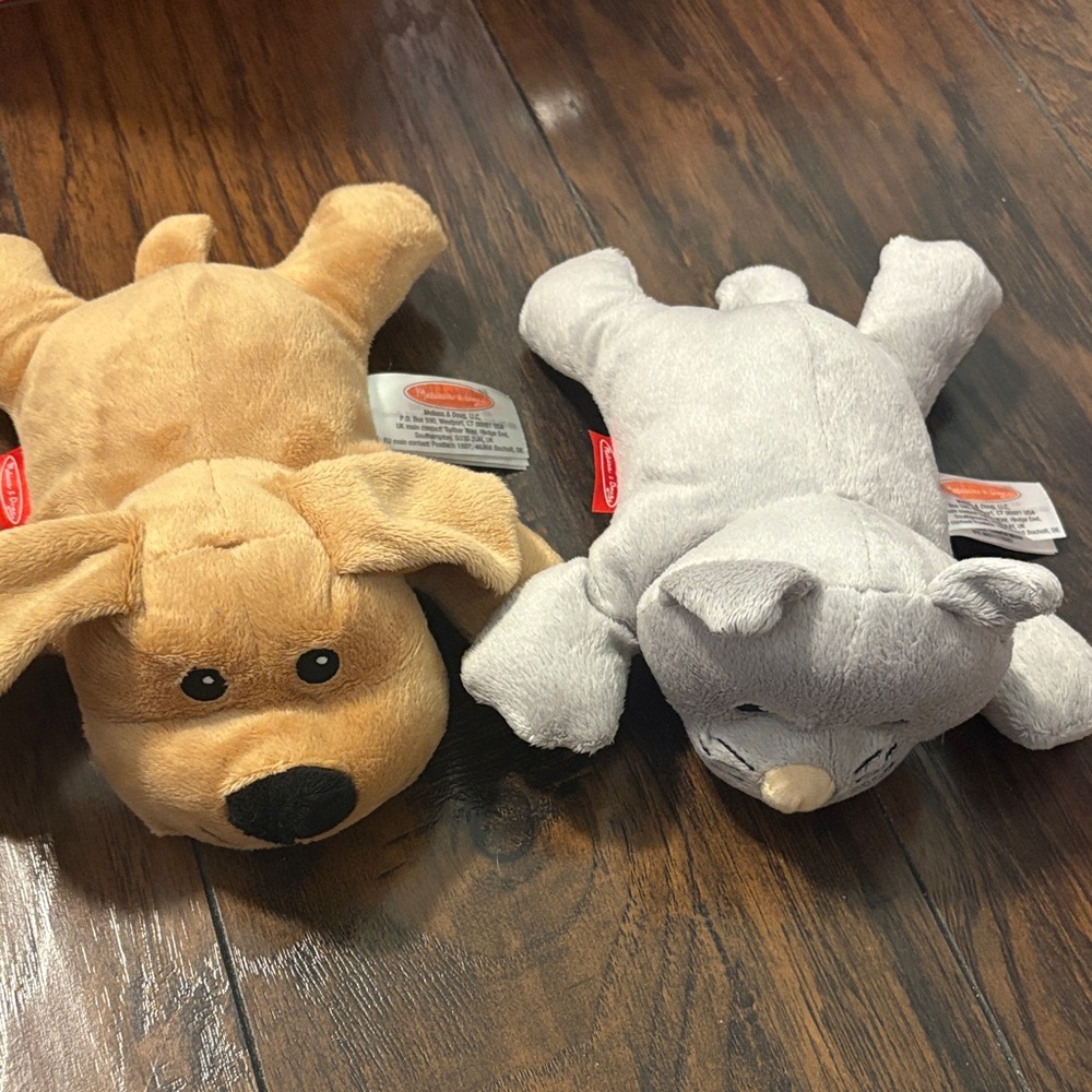 Melissa & Doug Plush Dog and Bear Pair - Tan & Light Gray